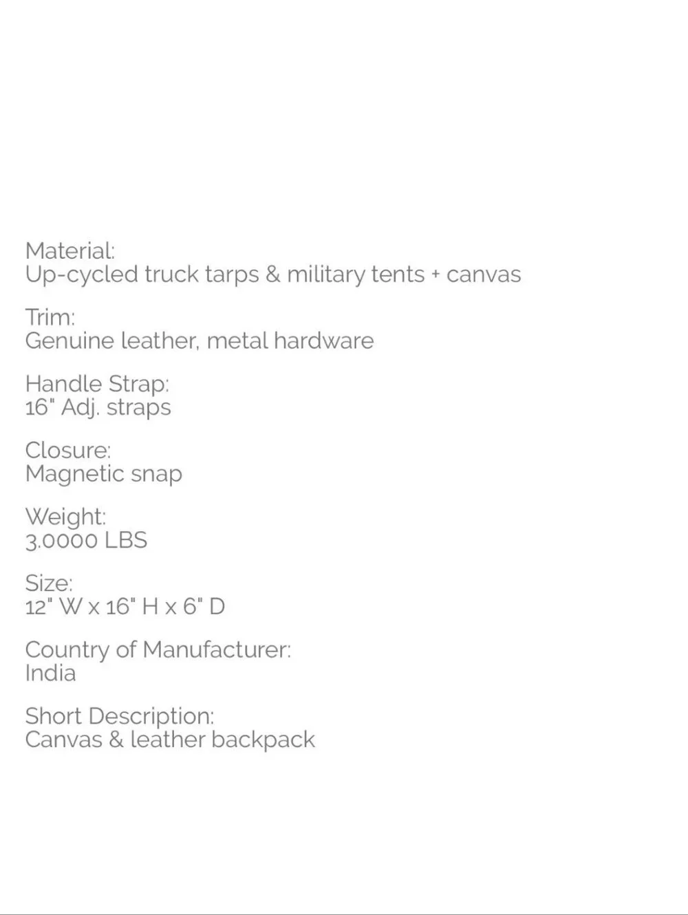 Mona B Canvas Military Tarp Sebastian Travel Backpack Distressed Pockets